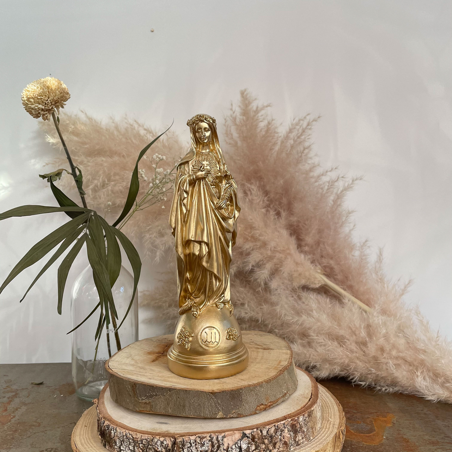Statuettes Marie aux Fleurs - couleurs intemporelles Or