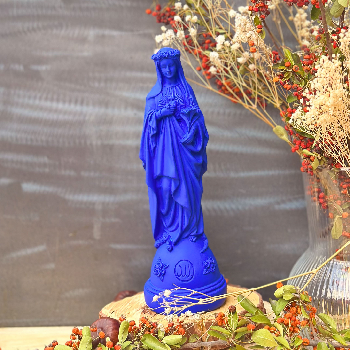 Statuettes Marie aux Fleurs - couleurs intemporelles Indigo