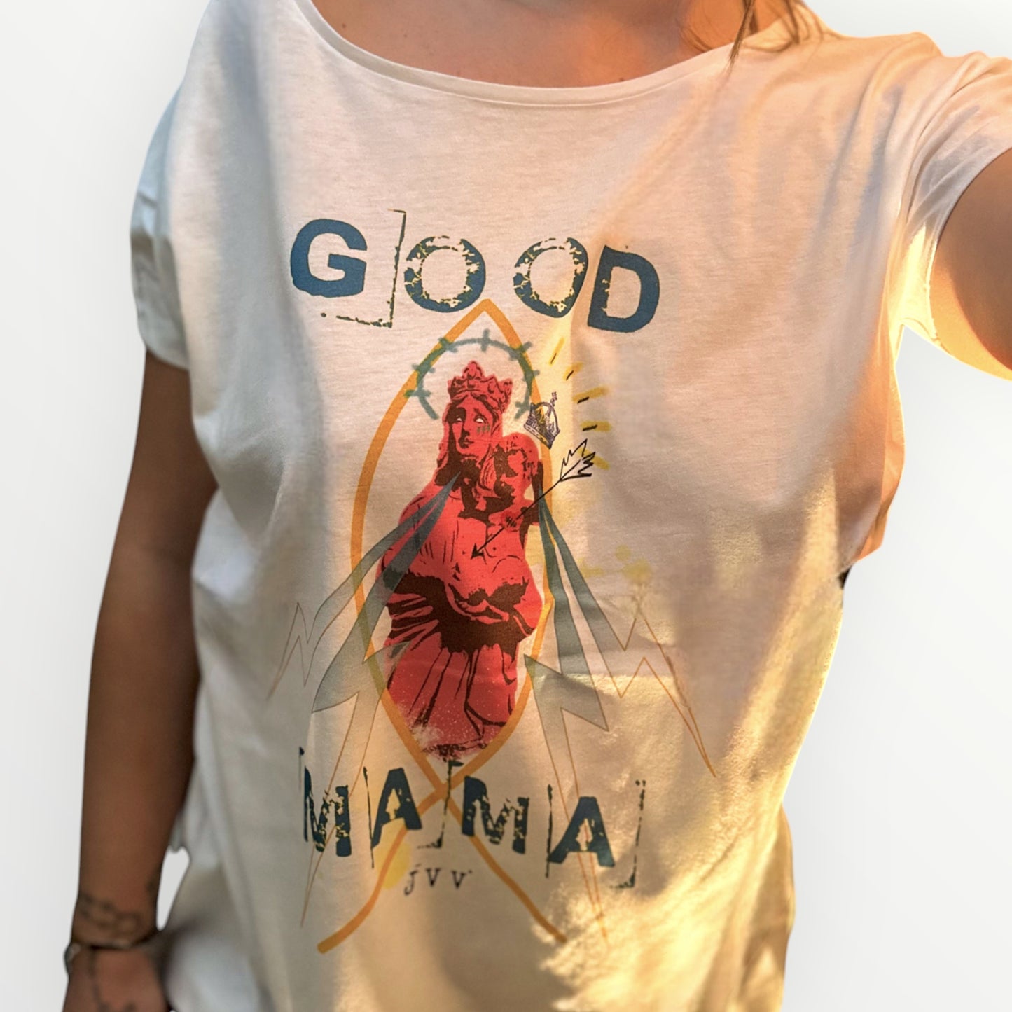 T-shirt col évasé manche courte - GOOD MAMA - J'ai vu la Vierge