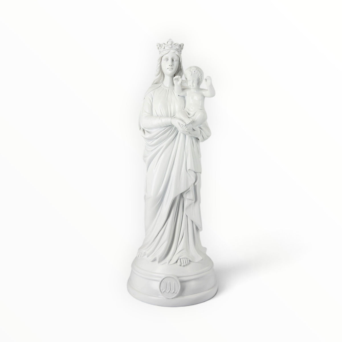 Statuette Bonne-Mère 30 cm couleur Blanc – Notre-Dame de la Garde peinte à la main à Marseille