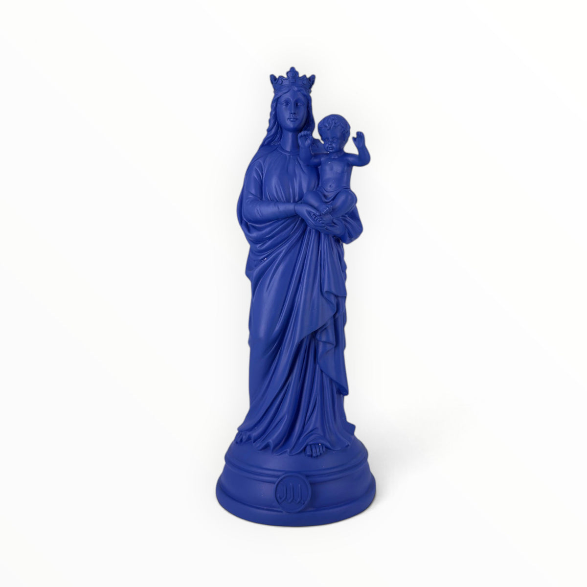 Statuette Bonne-Mère 30 cm couleur Bleu Indigo – Notre-Dame de la Garde peinte à la main à Marseille
