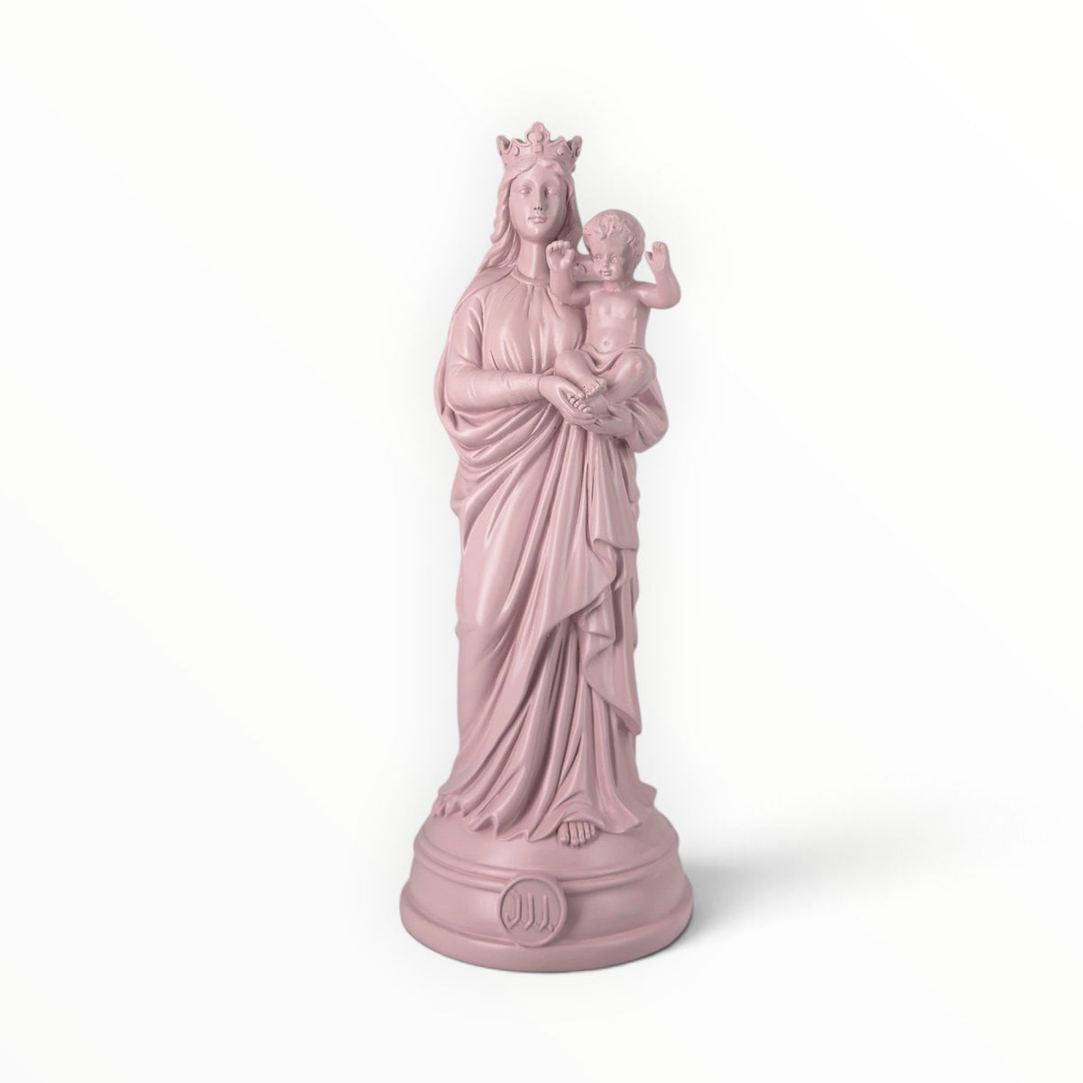 Statuette Bonne-Mère 30 cm couleur Rose Poudré – Notre-Dame de la Garde peinte à la main à Marseille