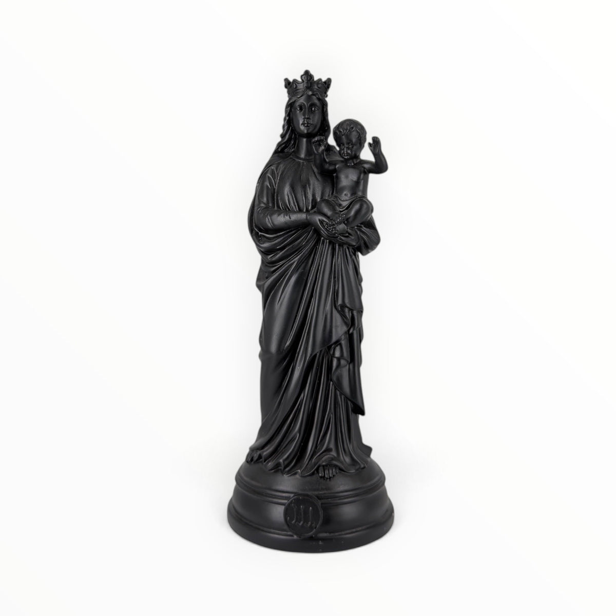 Statuette Bonne-Mère 30 cm couleur Noir – Notre-Dame de la Garde peinte à la main à Marseille