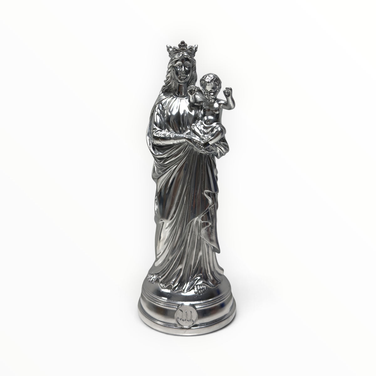 Statuette Bonne-Mère 30 cm couleur Argent – Notre-Dame de la Garde peinte à la main à Marseille