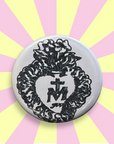 Broche & badges bouton rond 25 mm J'ai vu la Vierge coeur de marie noir 