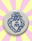 Broche & badges bouton rond 25 mm J'ai vu la Vierge coeur de marie marine 