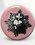 Round button badge 25 mm design I saw the Virgin, heart of Mary and ex-voto
