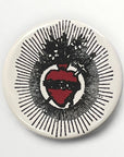 Round button badge 38 mm design Virgin, Jesus, ex-voto