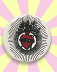 Broche & badge bouton rond J'ai vu la vierge 35 mm coeur passion