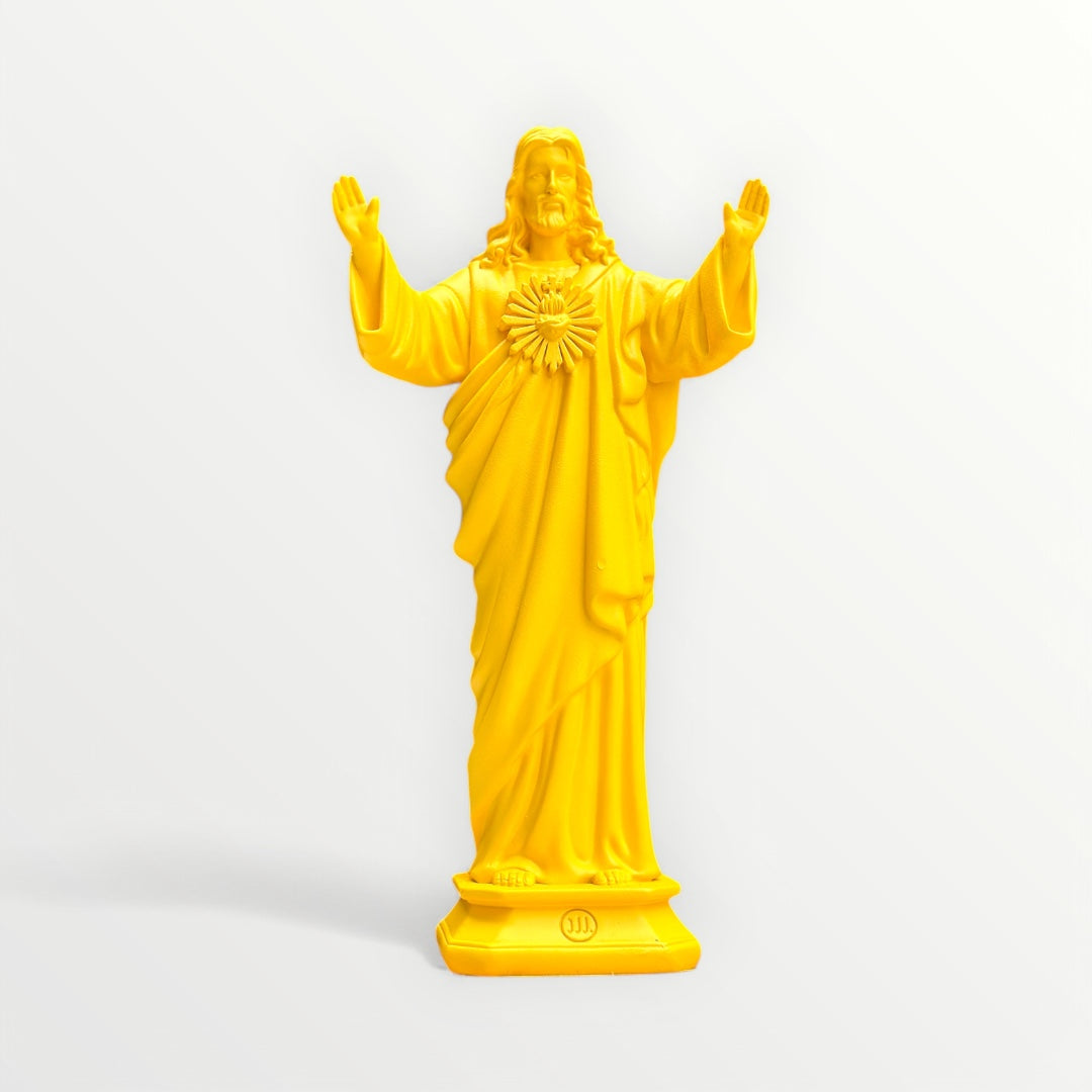 Statuette Jesus loves you 22cm jaune safran