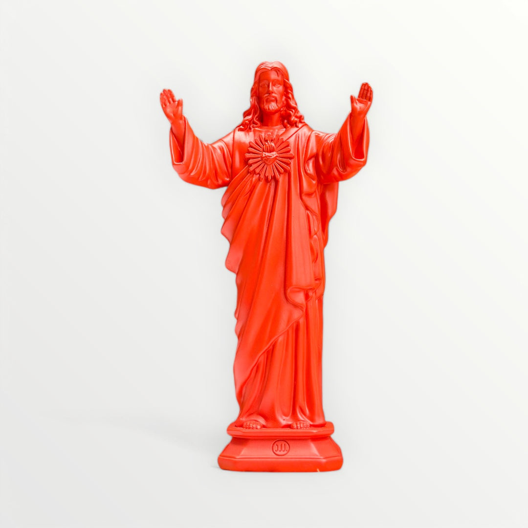 Statuette Jesus loves you 22cm orange rouille