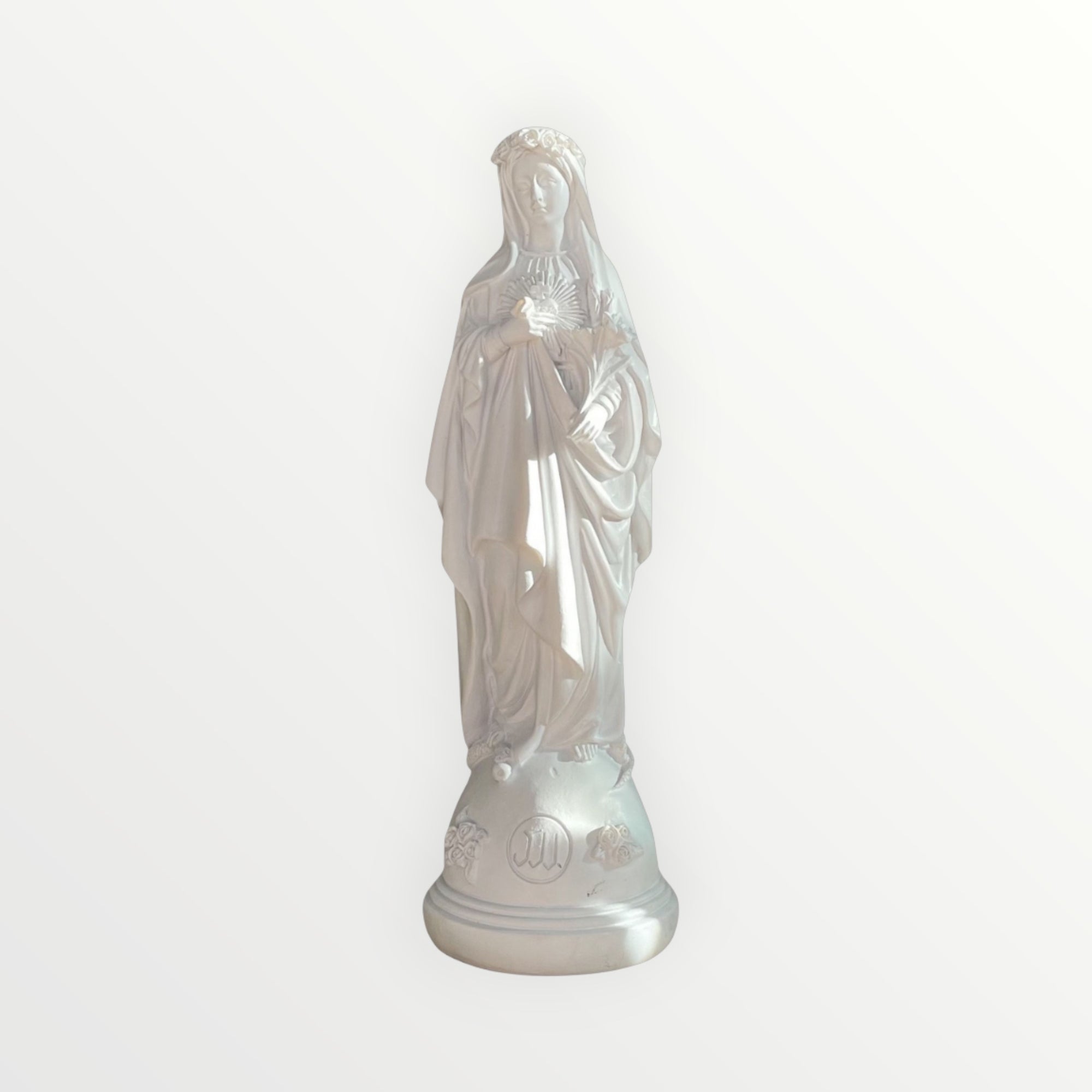Statuette de la Vierge Marie aux Fleurs blanc