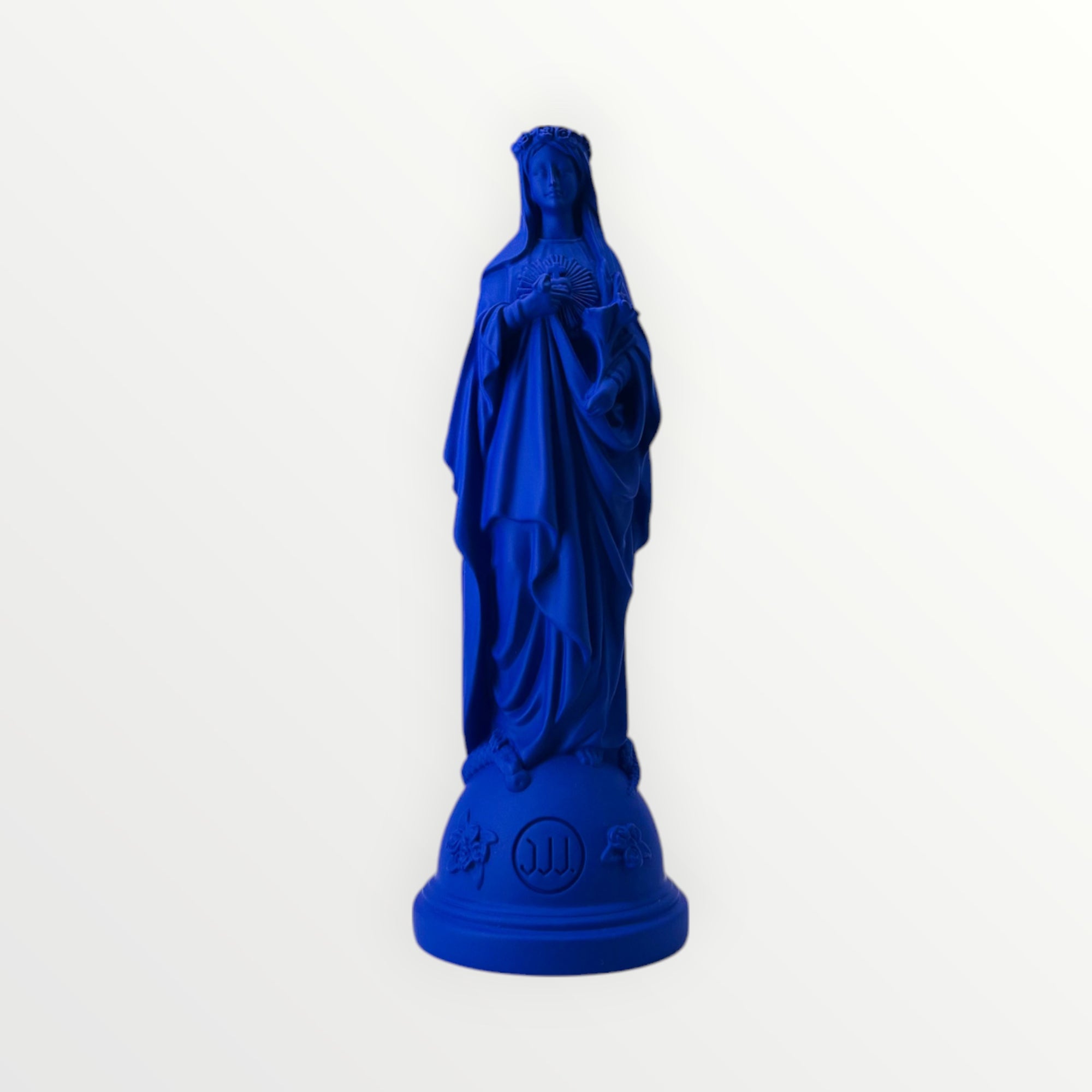 Statuette de la Vierge Marie aux Fleurs bleu indigo