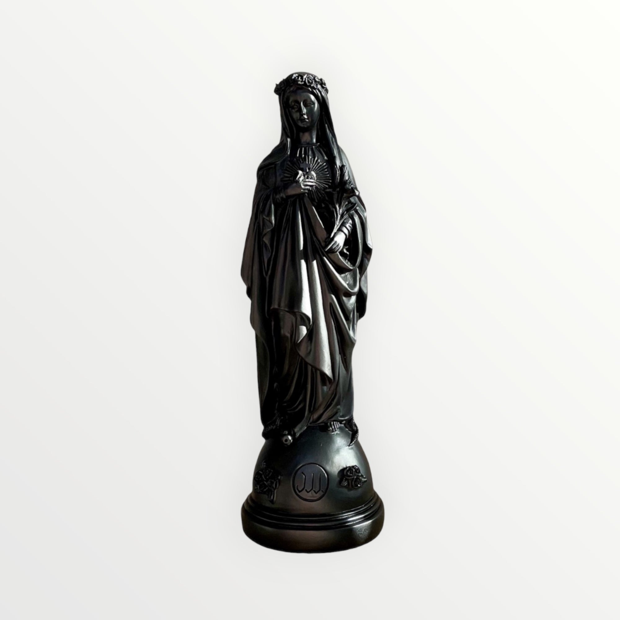 Statuette de la Vierge Marie aux Fleurs noir