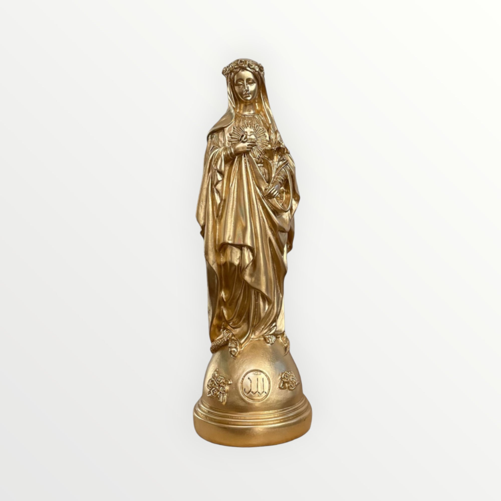 Statuette de la Vierge Marie aux Fleurs or