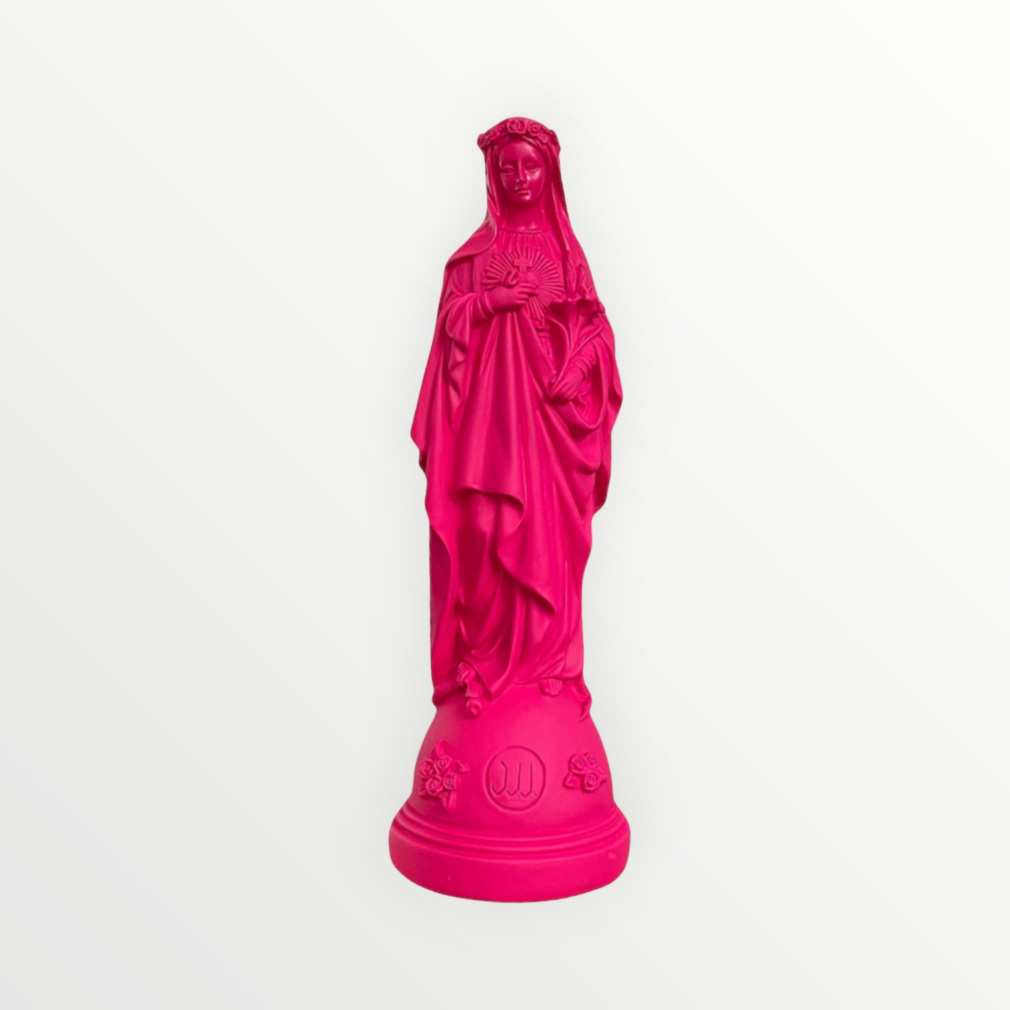 Statuette de la Vierge Marie aux Fleurs rose pink