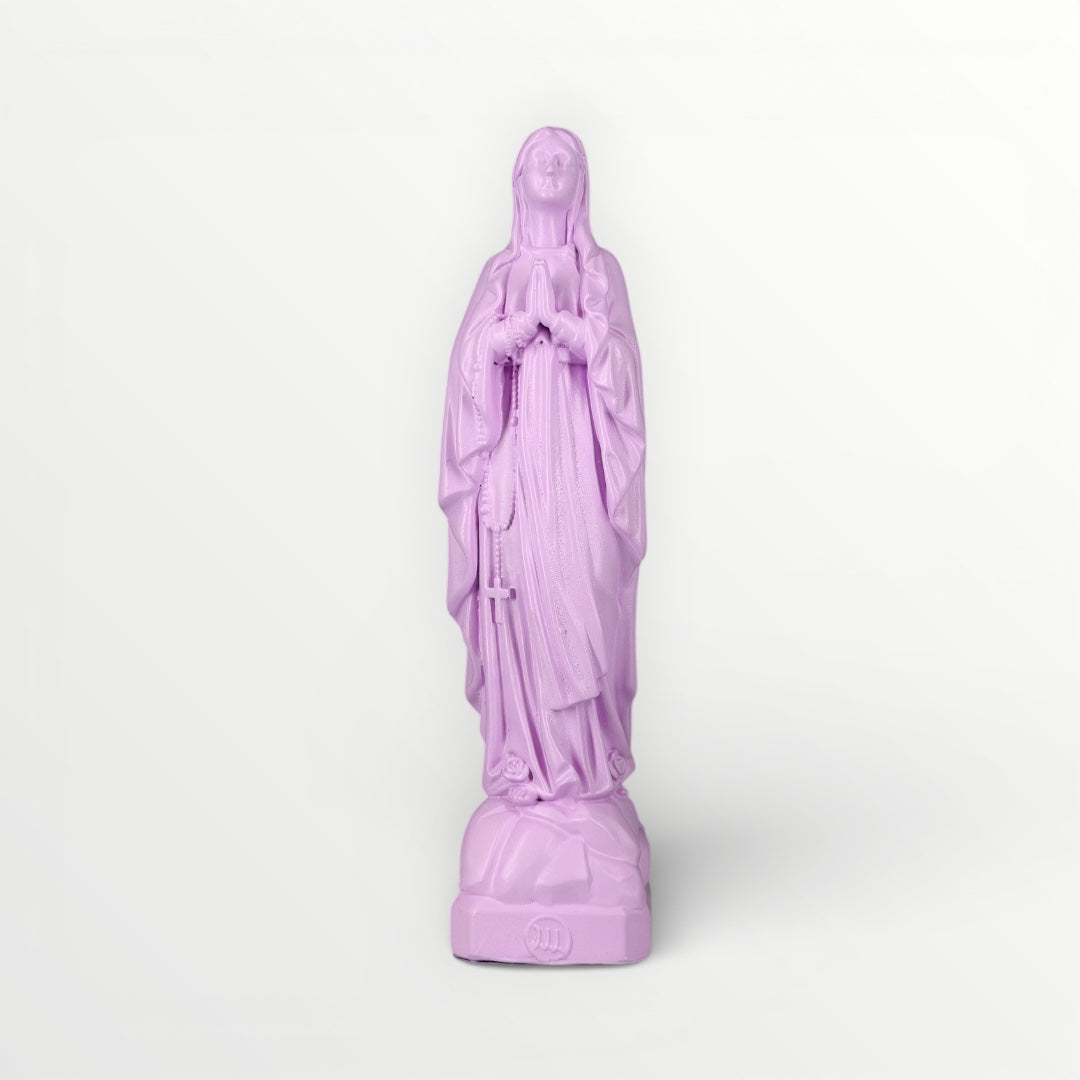 statuette vierge de lourdes pastel decoration paques parme 
