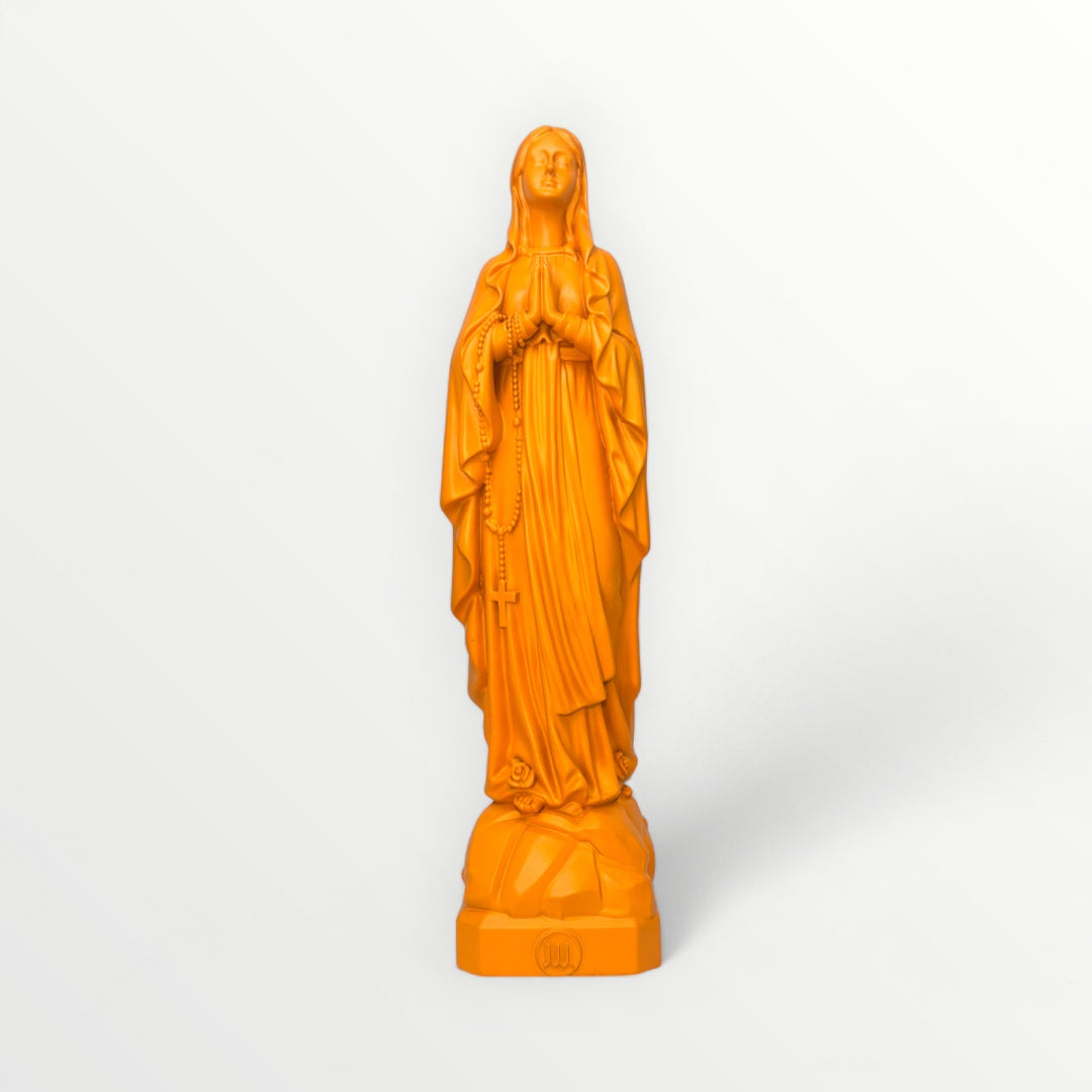 Vierge marie de lourdes 30cm orange mandarine