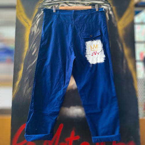 Pantalon bleu de Chine L'Anticher customisé par Dam's