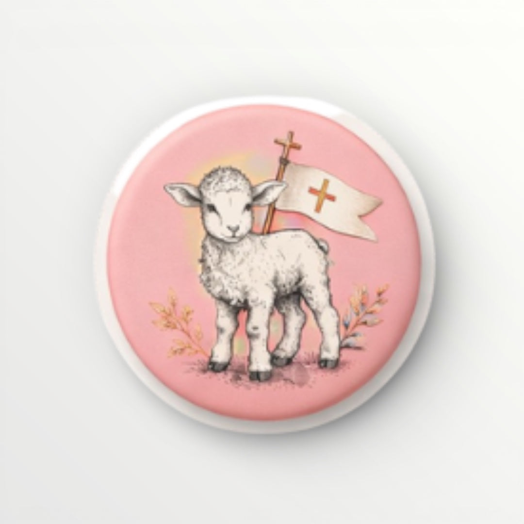 badge agnus dei parme paques illustration agneau pascal
