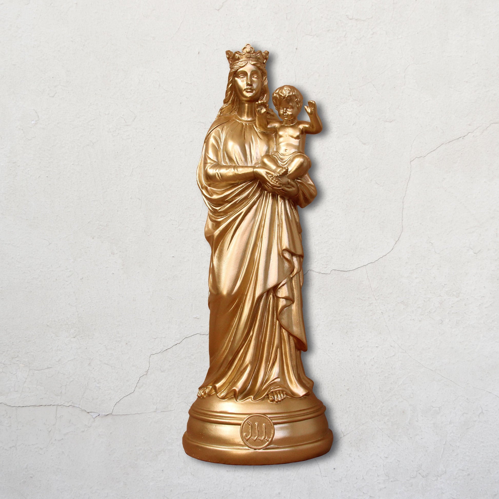 Bonne Mère - Statuette Vierge à l'enfant - Doré