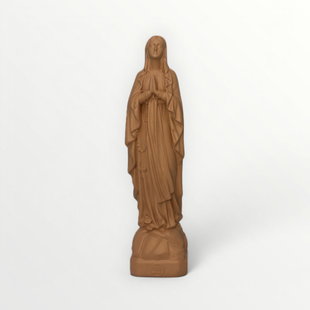 Statuette de la Vierge Marie de Lourdes, couleur Beige Nut's – J'ai vu la Vierge