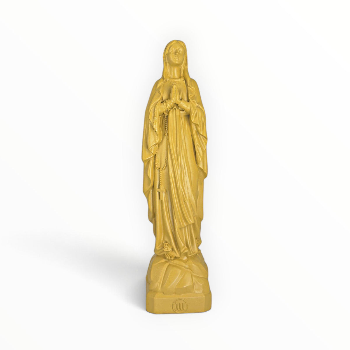 Statuette de la Vierge Marie de Lourdes, couleur Jaune Curry, collection Intemporelle – J'ai vu la Vierge