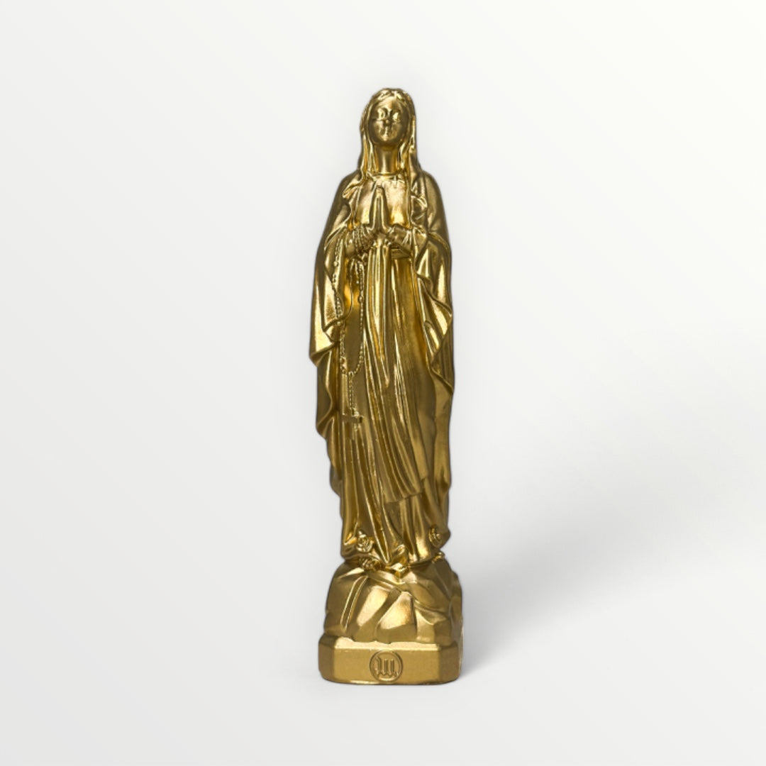 Statuette de la Vierge Marie de Lourdes, couleur Or – J'ai vu la Vierge