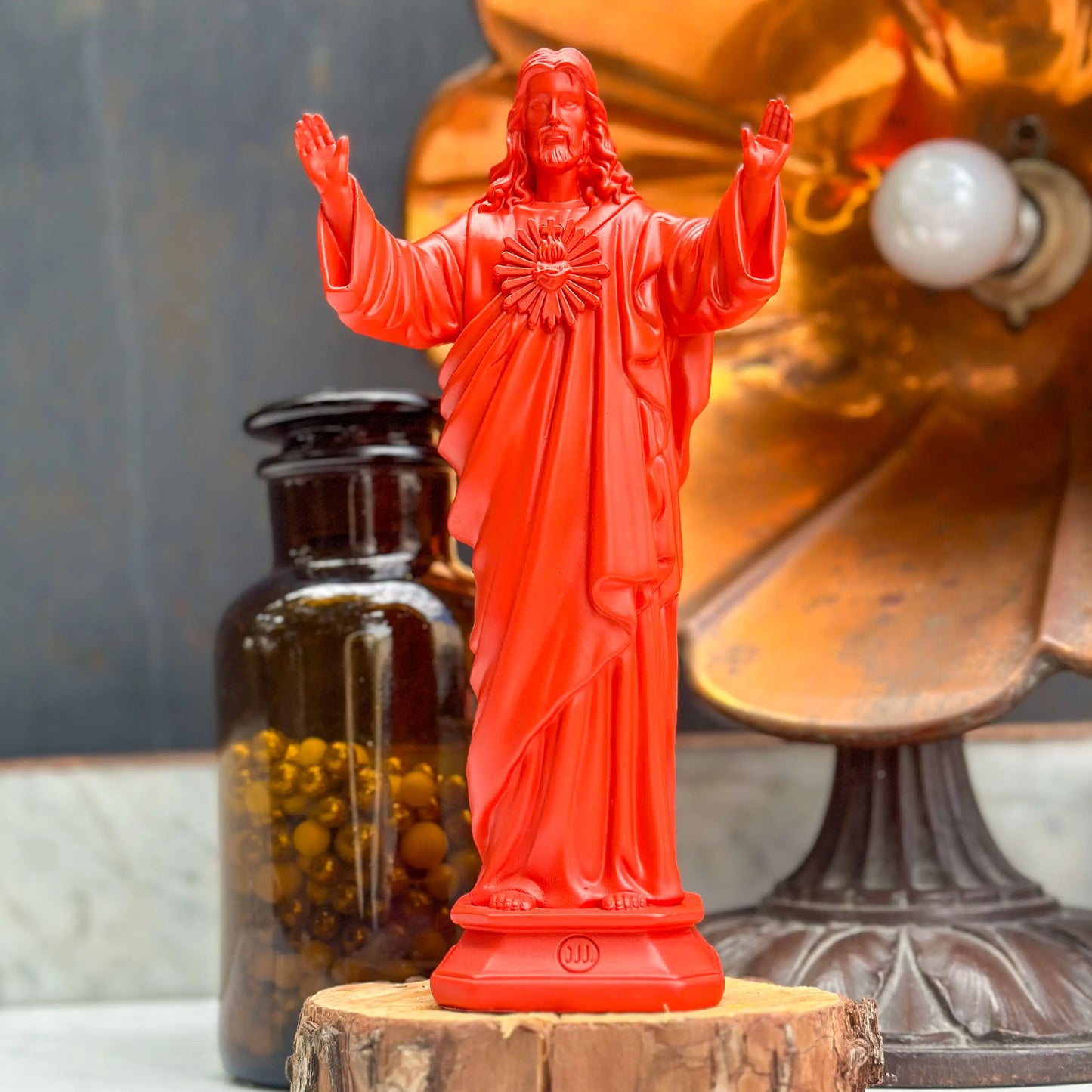 statuette Jésus Christ J'ai vu la Vierge Rouge Carmin