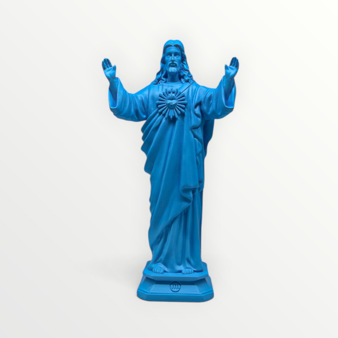 statuette Jesus love you couleur bleu celeste 