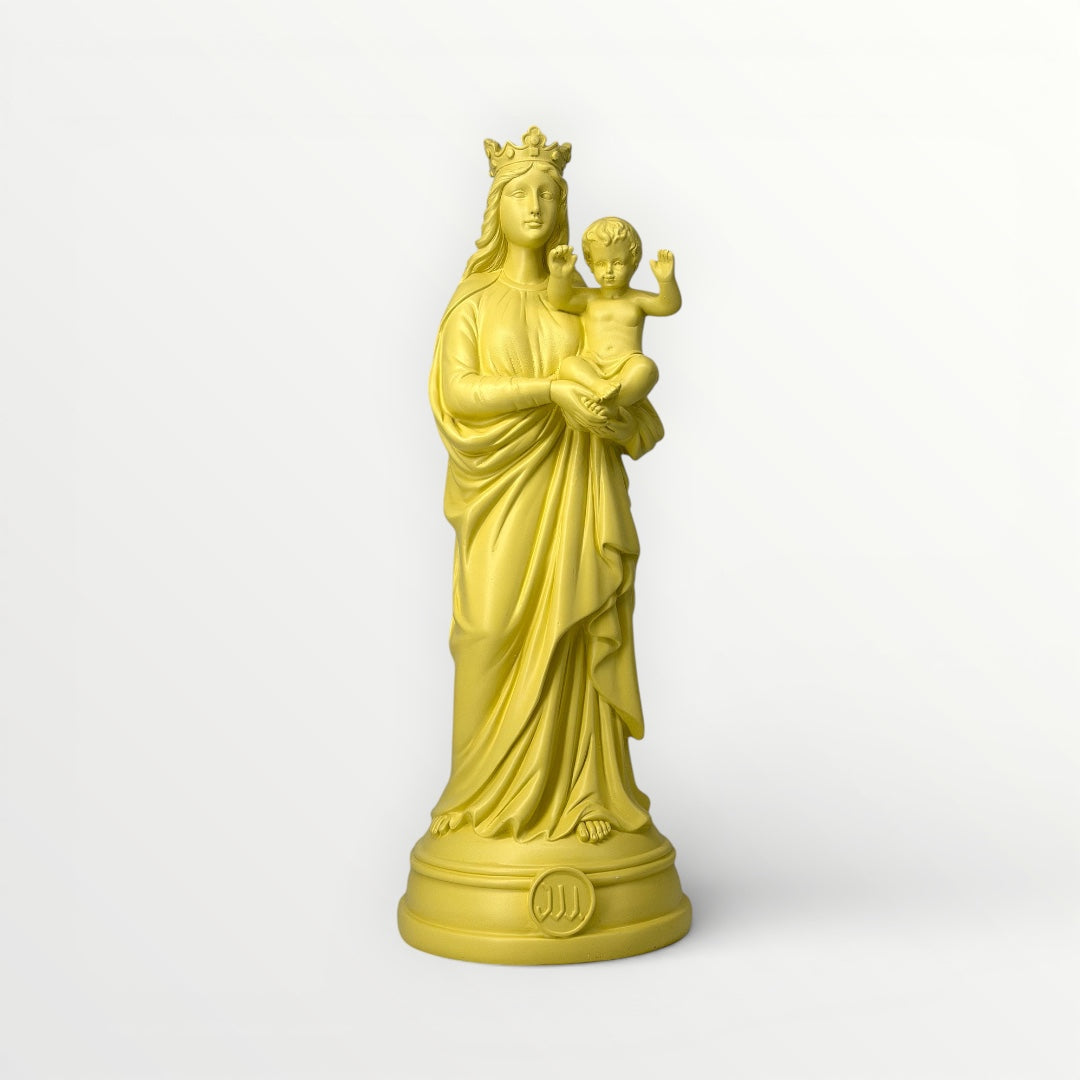 statuette Notre-Dame-de-la-Garde couleur citron décoration religieuse moderne Marseille