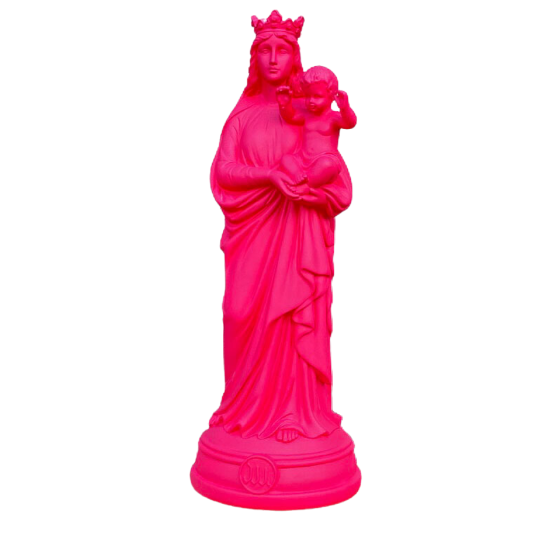 statuette Vierge à l&#39;enfant rose pink