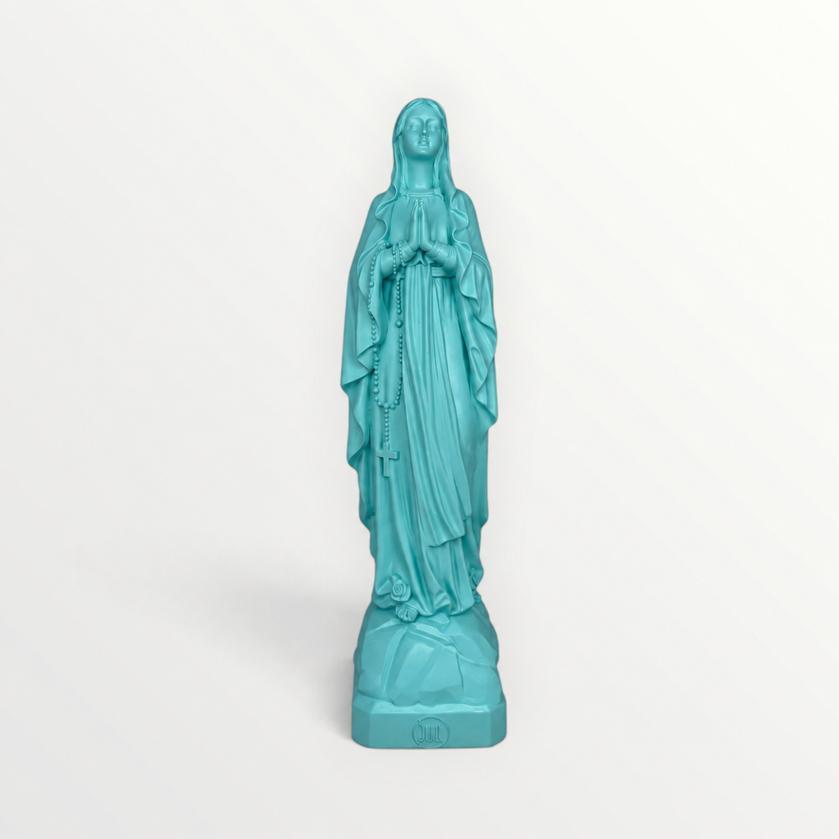 statuette de Lourdes couleur bleu splash