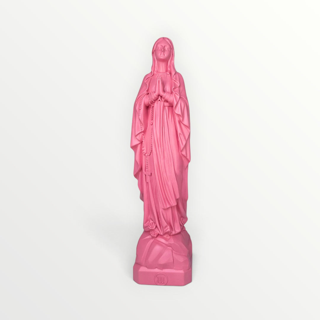 statuette de Lourdes couleur rose bazooka 