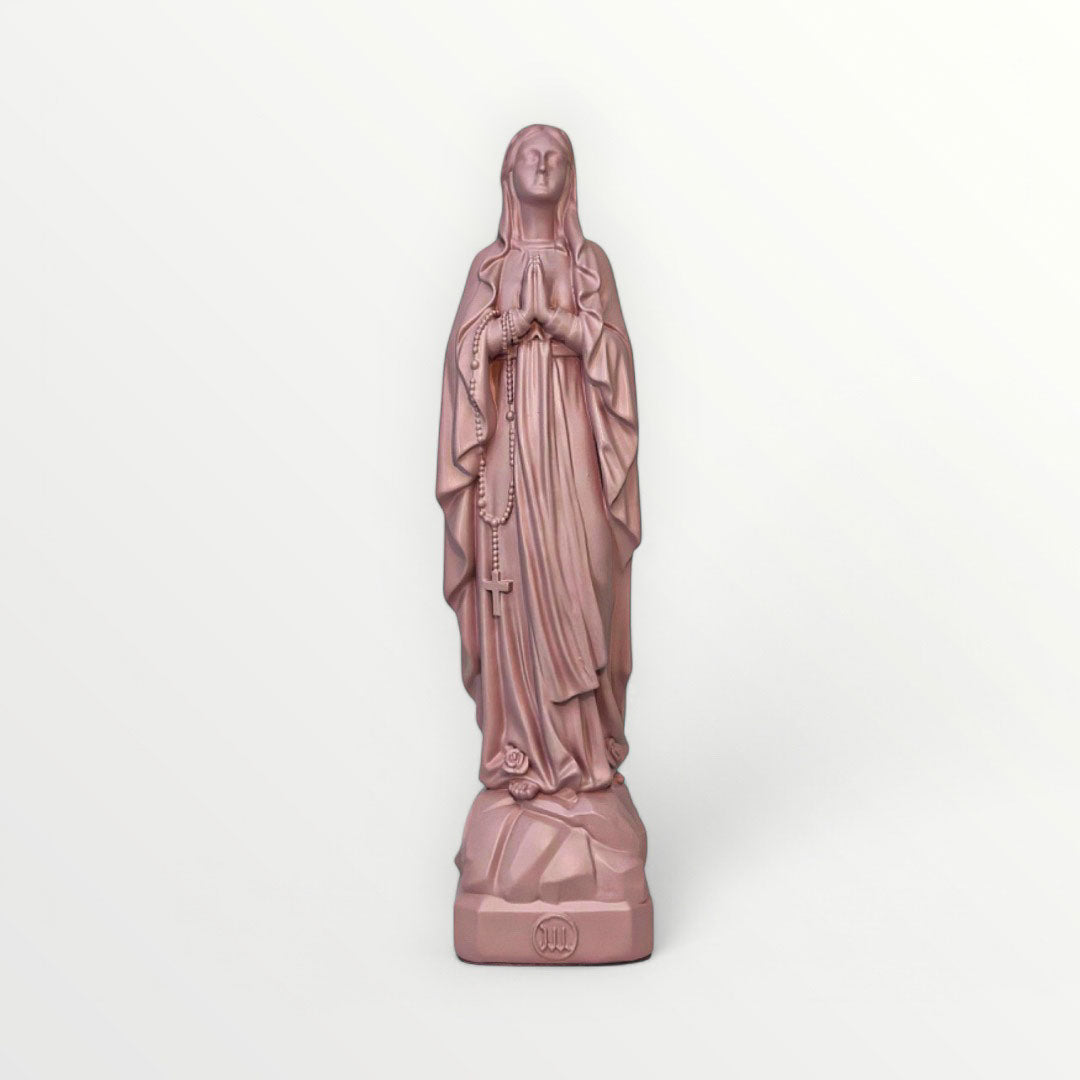 statuette de Lourdes couleur rose poudré 