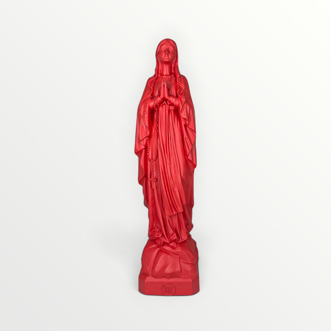 statuette de Lourdes couleur rouge carmin
