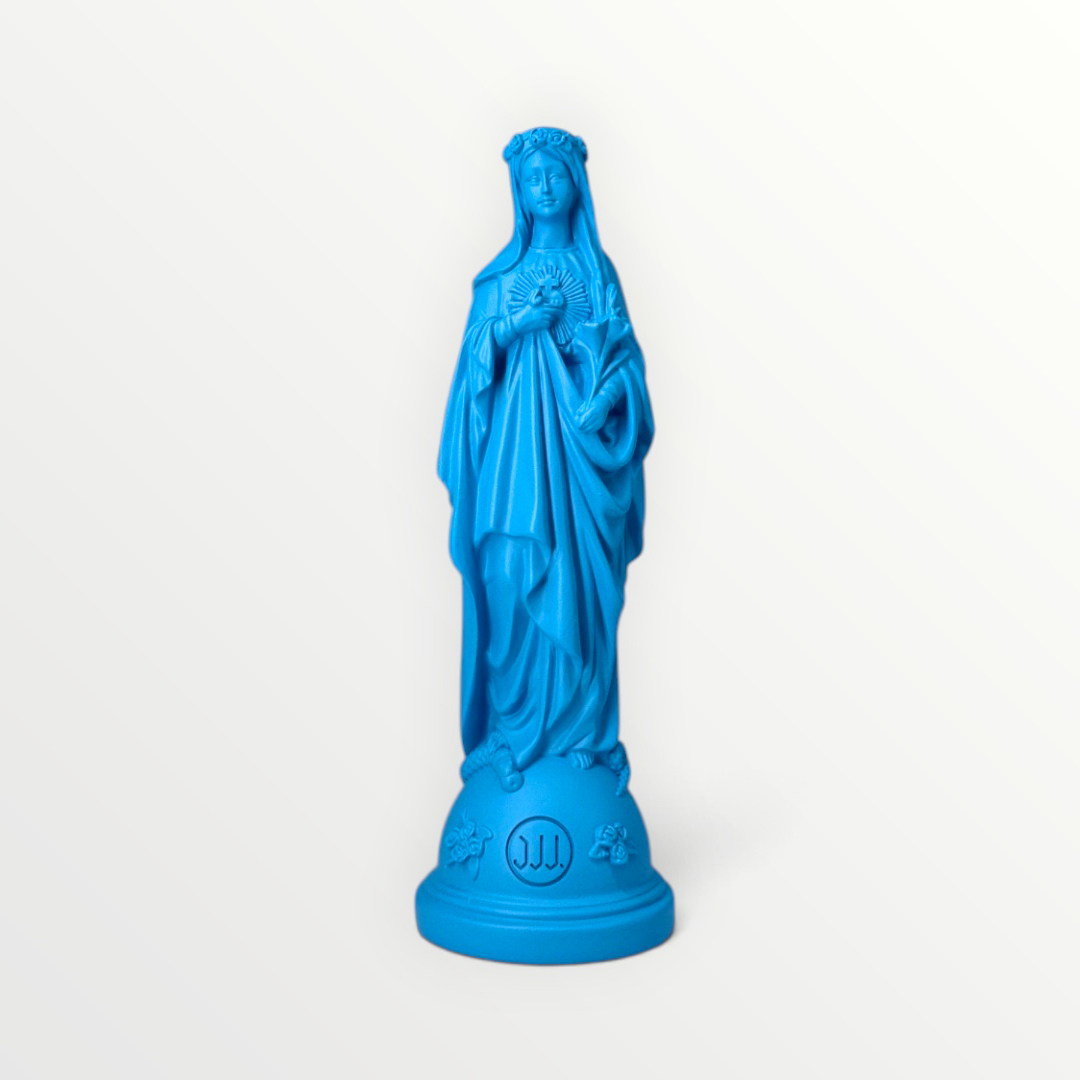 statuette marie aux fleur bleu céleste 