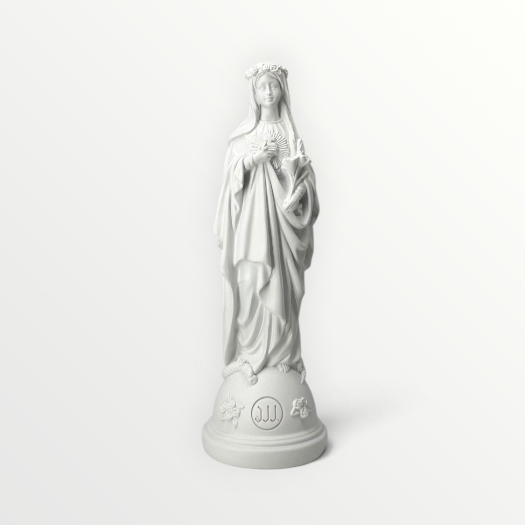 statuette marie aux fleurs blanc
