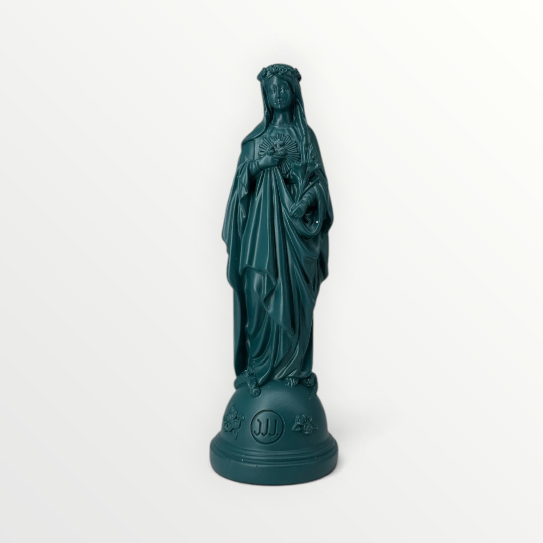 statuette marie aux fleurs bleu gloria 