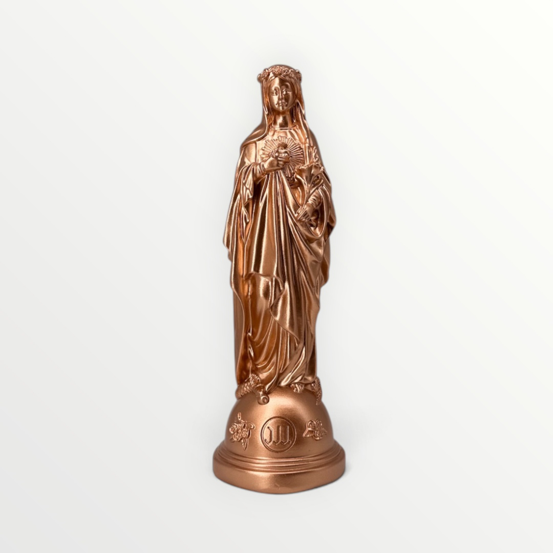 statuette marie aux fleurs cuivre
