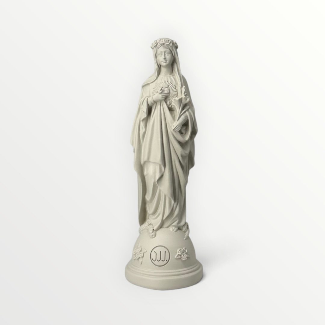 statuette marie aux fleurs lin 