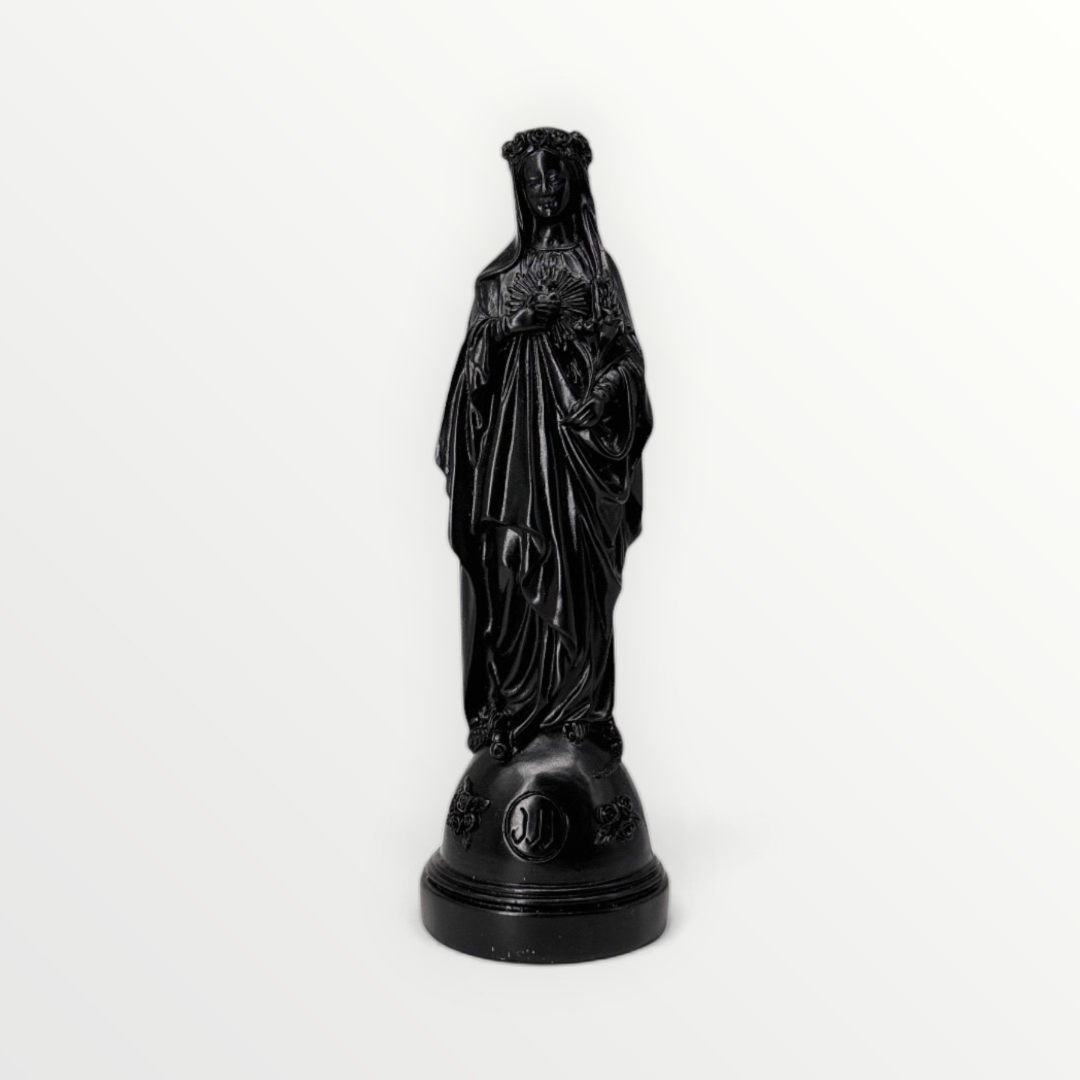 statuette marie aux fleurs noir