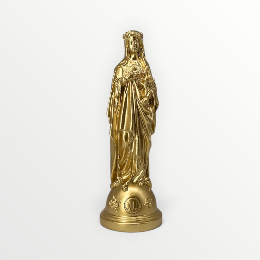 statuette marie aux fleurs or