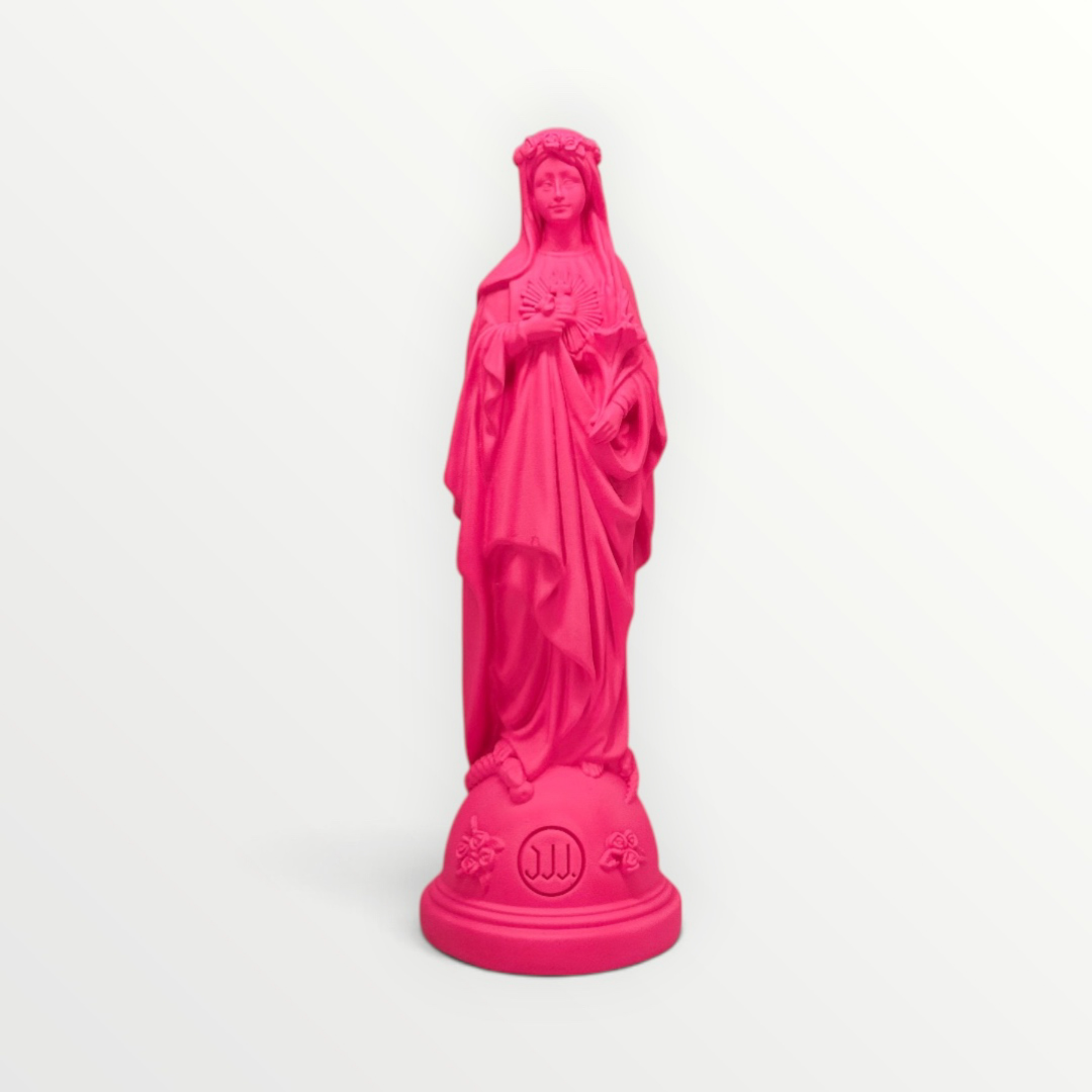 statuette marie aux fleurs rose pink