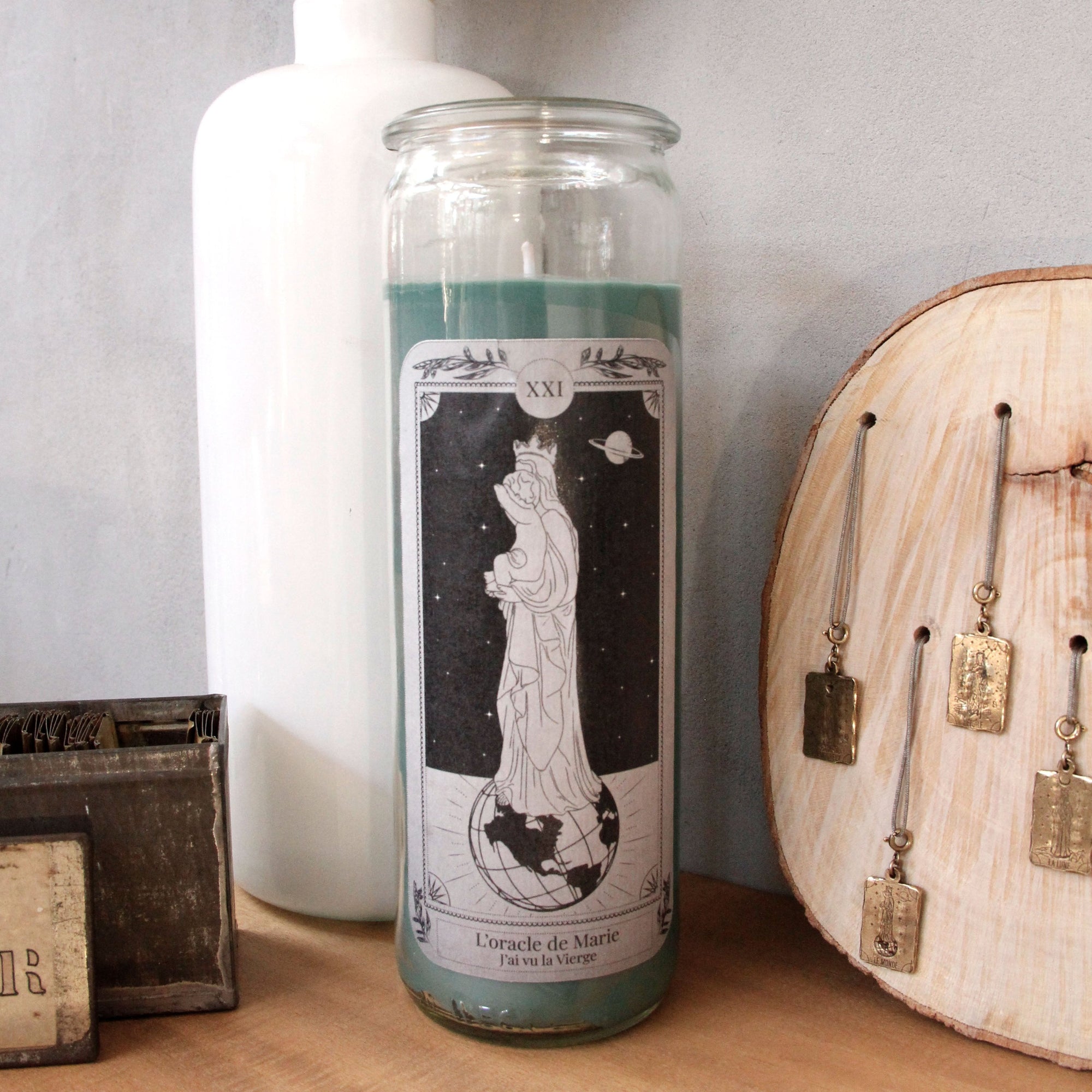 Bougie bijou tarot de la Vierge - Vert