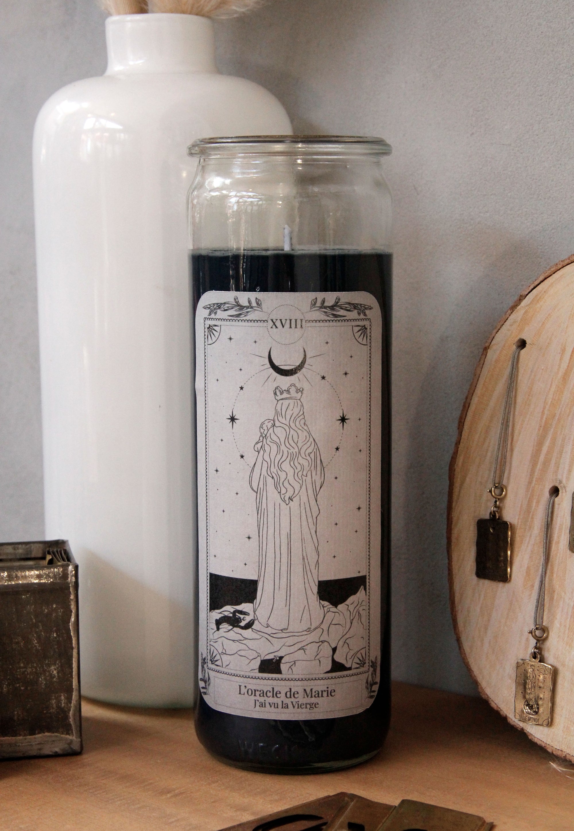 Bougie bijou tarot de la Vierge - bleu marine