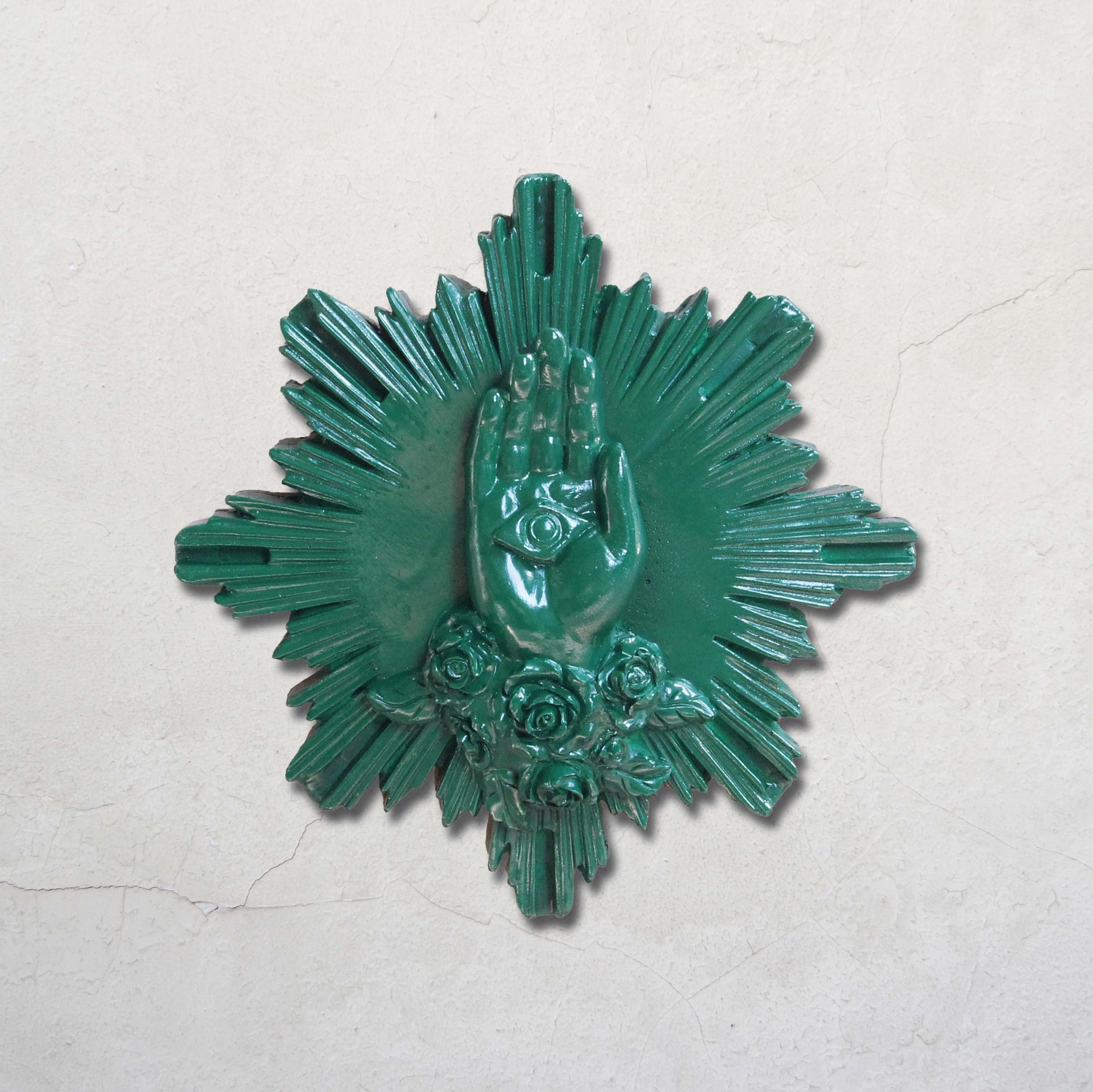 Ex-voto hand "The hand of Mary" - Empire green